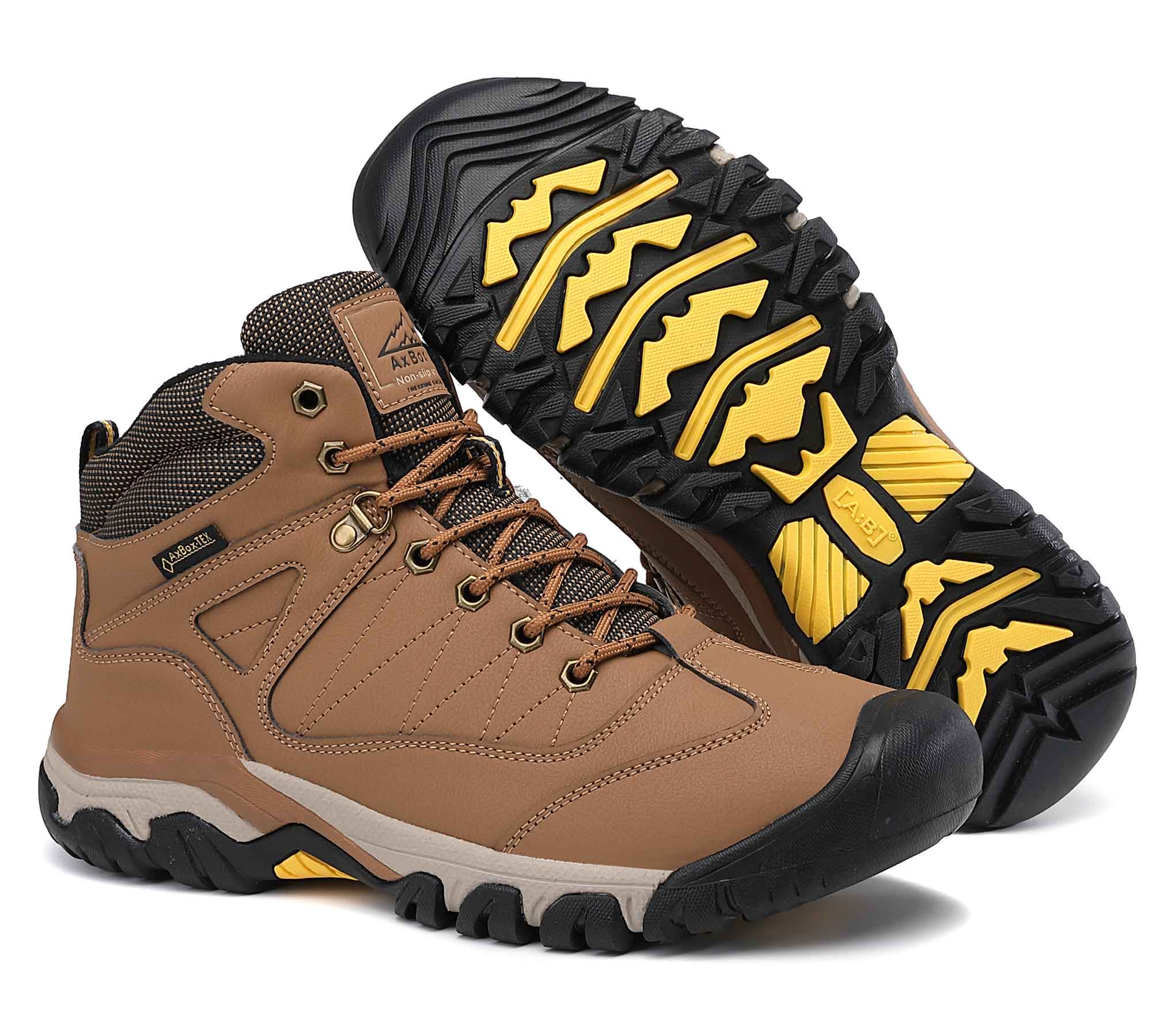 Bottines AX BOXING Pour Hommes - Cuir Résistant, Antidérapant & Chaudes - Randonnée, Camping, Trekking - Taille EU 41 à 46