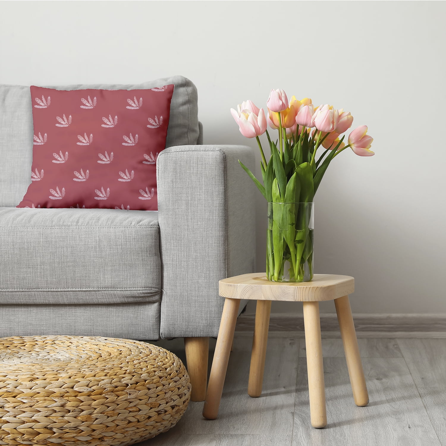 18" x 18" Simply Daisy Feather Pattern Decorative Throw Pillow