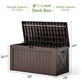 thumbnail image 5 of Patiowell 120 Gallon Large Deck Box, Outdoor Lockable Storage Box for Gardening Tools, Waterproof Deck Box for Patio Furniture, Brown, 5 of 7