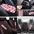 thumbnail image 5 of Jeiento Cute 12 Pcs Car Seat Covers Full Set Pink Strawberry Steering Wheel Cover Center Console Pad Seat Belt Pads Cup Mats Keychains Interior Automobile Accessories Decor, 5 of 7