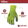 thumbnail image 2 of Hyper Tough Hi-Visibility Glove, Polyester Coating, Neon Green, Size Large, 3 Pairs, 2 of 10