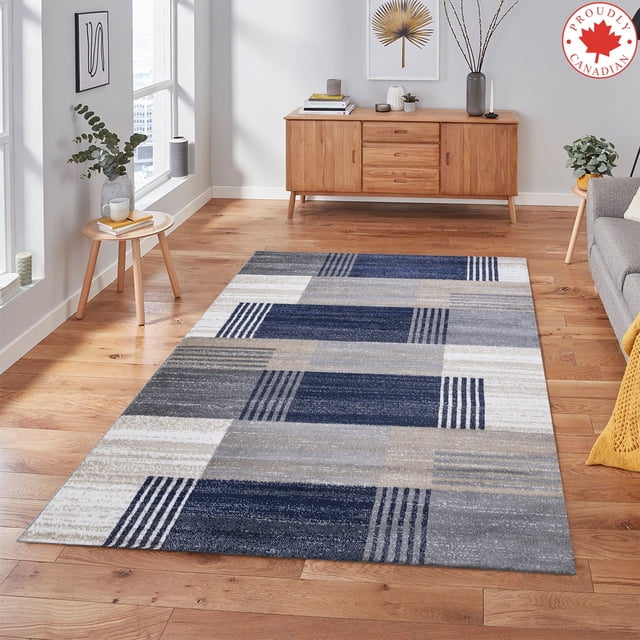 A2Z Paris 1948 Modern Geometric Living Room Plaid Check Brushed Pattern Bedroom Dining Room Hallway Stylish Designer Soft | Area Rug Tapis Carpet (3x5 2x7 4x6 5x7 5x8 7x9 8x10)
