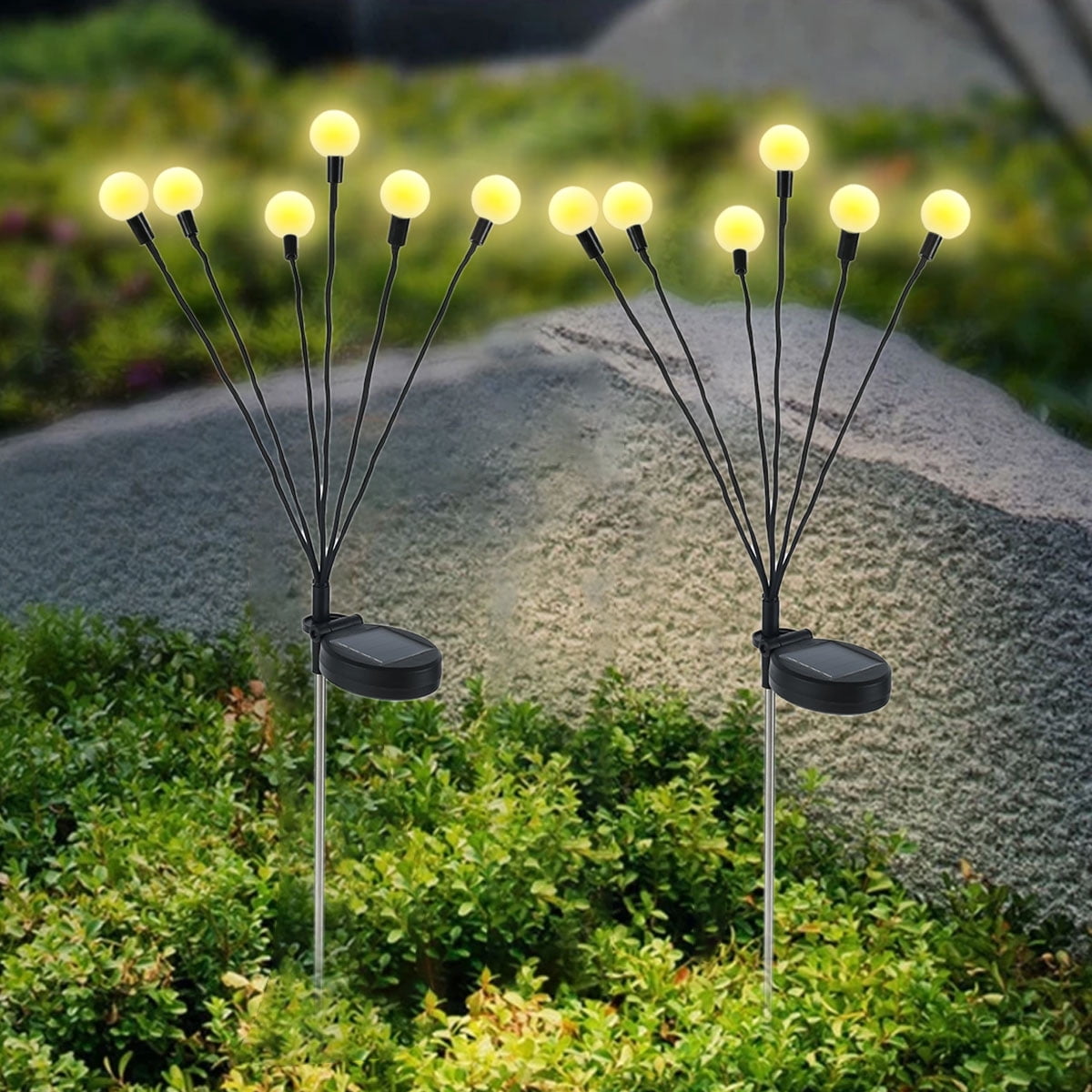 Solar Powered Firefly Lights Flickering Bulbs Outdoor Garden Patio String Lamp 