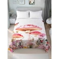 thumbnail image 2 of Twin XL Size Flat Sheet Only, Pink Mushroom Soft Brushed Microfiber Bed Sheets, Spring Botanical Floral Summer Hotel Quality Breathable Bedding Top Sheet, Easy Care, 66"x102", 2 of 9