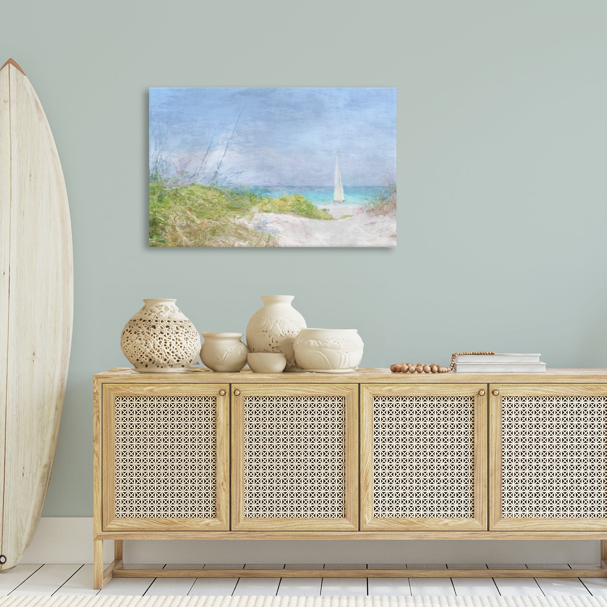 Stupell Industries Solitary Yacht Seascape Coastal Painting Gallery Wrapped Canvas Art Print Wall Art, 36 x 24