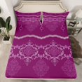 thumbnail image 2 of Feelyou Mystic Western Damask Twin Sheet Sets, Bohemian Flower Purple Twin Fitted Sheet, Mid Century Fashion Flat Sheet, Super Cozy Room Decor, 3 Pieces, 2 of 7