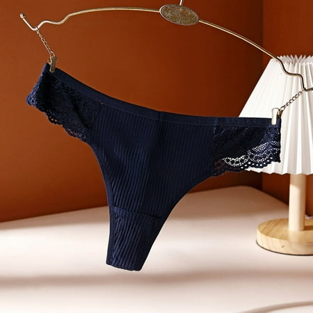 UAYOTSE Women Panties Panties For Women Crochet Lace Lace Up Panty Sexy Hollow Out Underwear L Navy