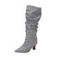 thumbnail image 4 of Oyedens Women's Knee High Boots Fashion Slouchy Denim Pointed Toe Kitten Heel Wide Calf Tall Booties, 4 of 6