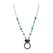 Eyeglass Holder Necklace Lanyard with Turquoise  & Silver Tone Beads