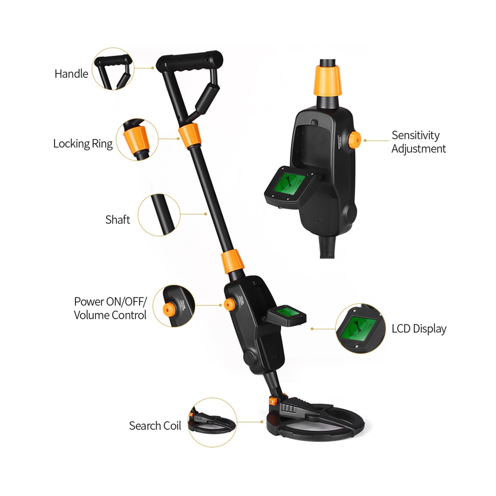 MD1008A Metal Detector Pinpointer Handheld Gold Treasure Underground Metal Detector Tracker Seeker Finder For Adults Kids ,Security