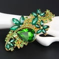 thumbnail image 3 of Luxury Emerald Bride Lady Rose Brooch Rhinestone Wedding Bouquet-Gold, 3 of 5