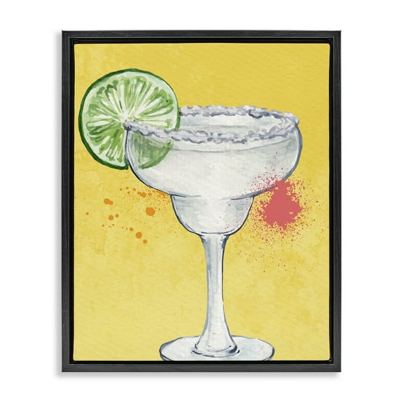 Stupell Industries Margarita with Modern Splash Food & Beverage Painting Black Floater Framed Canvas Art Print Wall Art, 17 x 21