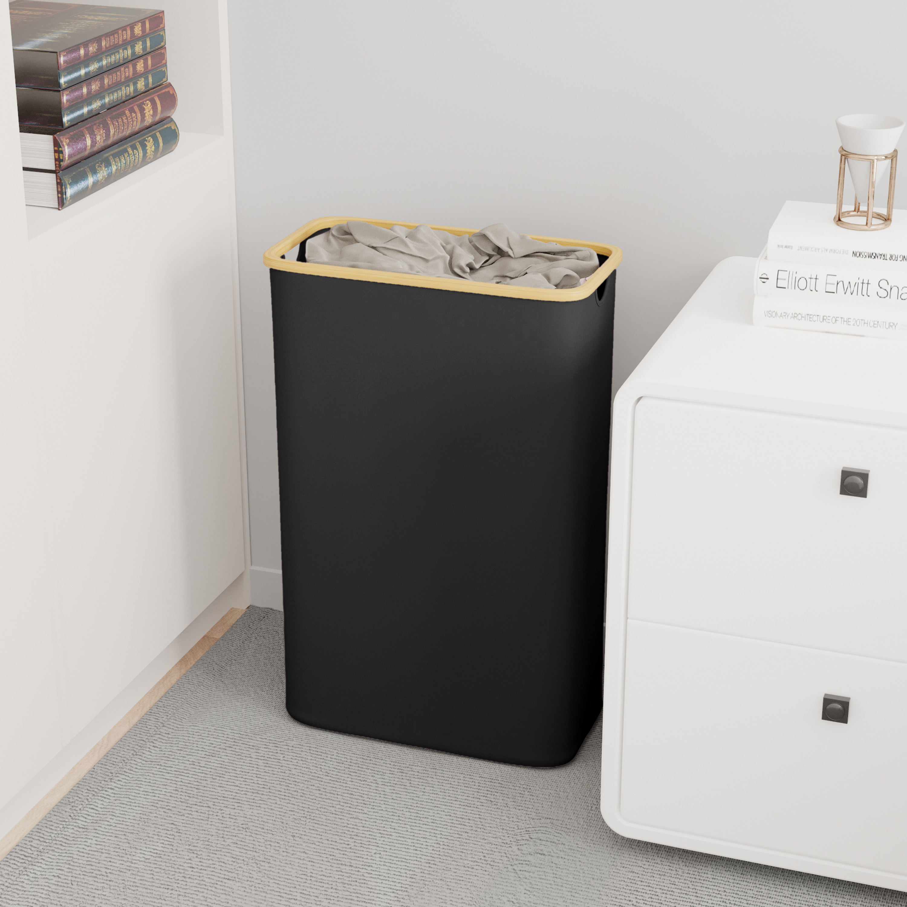 Tooloton 60-Liter Large Laundry Hamper, Black photo 2