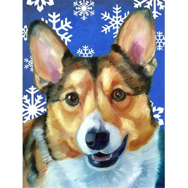 Corgi Winter Snowflakes Holiday Flag Garden Size