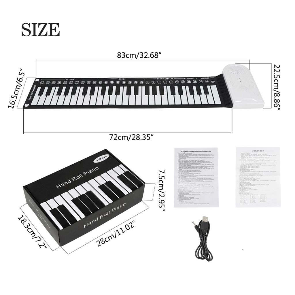 Yihuala Multifunctional 49 Piano Foldable Portable Electronic Piano Music Instrument for Beginner 49 Keyboard Foldable Electronic Piano Rechargeable Hand Roll Portable Piano for Beginner Easy to Play