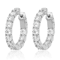 thumbnail image 2 of 925 Sterling Silver 3.5mm Cubic Zirconia CZ Round Medium Hoop Earrings, 2 of 5