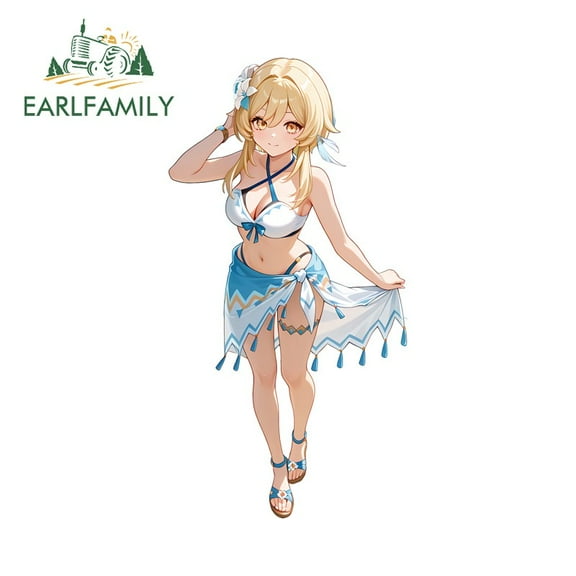 EARLFAMILY 5.1 in Beautiful Anime Girl Lumine Car Stickers Artistic Trolley JDM Decals