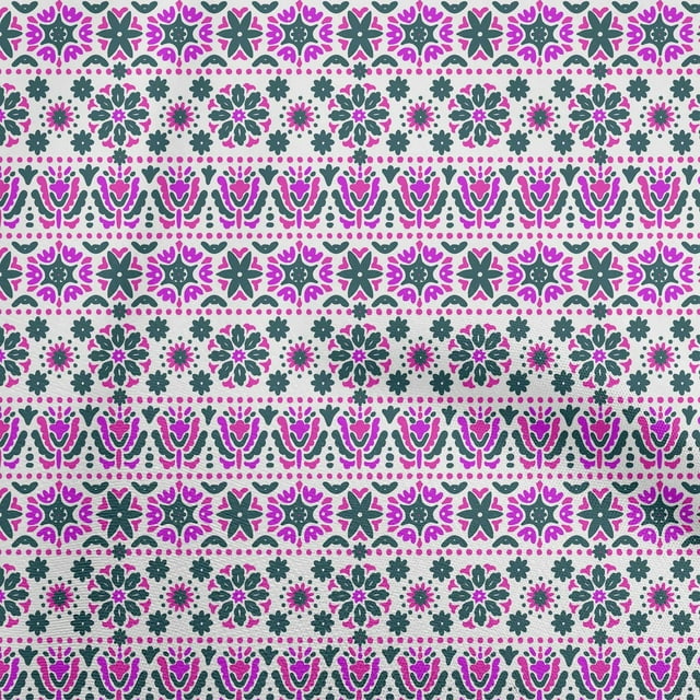 oneOone Georgette Viscose Teal Green Fabric Asian Block Craft Projects Decor Fabric Printed by The Yard 42 Inch Wide