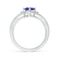 thumbnail image 2 of ANGARA Natural Tanzanite and Diamond Split Shank Ring in 14K White Gold for Women (Size-7x5mm) | December Birthstone, Birthday, Anniversary, Jewelry Gift for Women | Natural Tanzanite Ring, 2 of 9