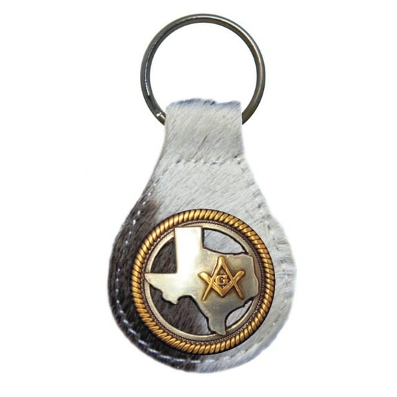 Texas Mason leather key fob or keychain Hair