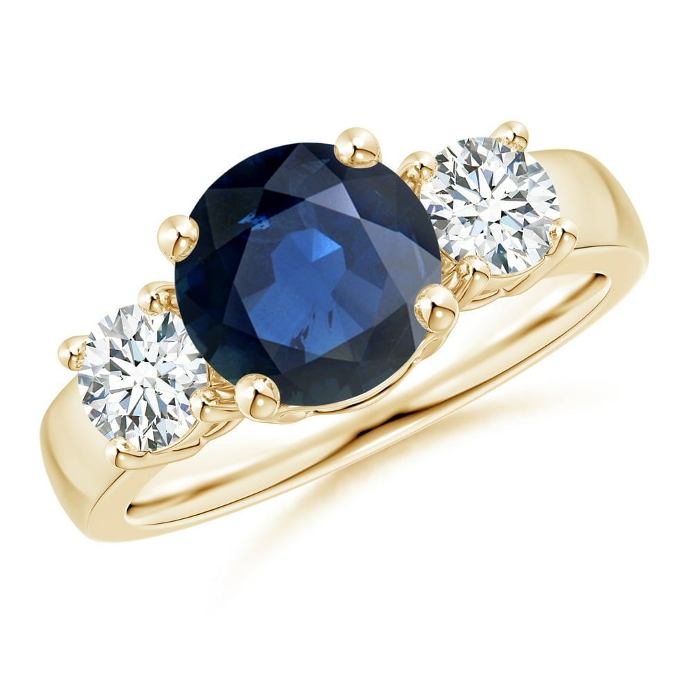 Angara September Birthstone Ring Classic Blue Sapphire and Diamond