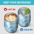 thumbnail image 4 of 12oz Stemless Wine Tumblers Light Blue Christmas Snowflake Pattern Vacuum Insulated Stainless Steel Travel Tumbler Cups Mug with Lid and Straw for Champaign,Cocktail,Beer with Cleaning Brush, 4 of 5