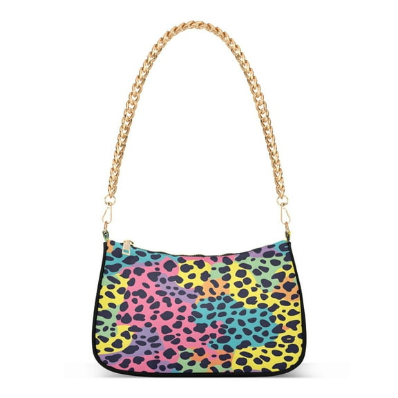 Ryvnso Leopard Print Womens Chain Shoulder Bag Tote Handbags Clutch Hobo Purse with Zipper for Travel