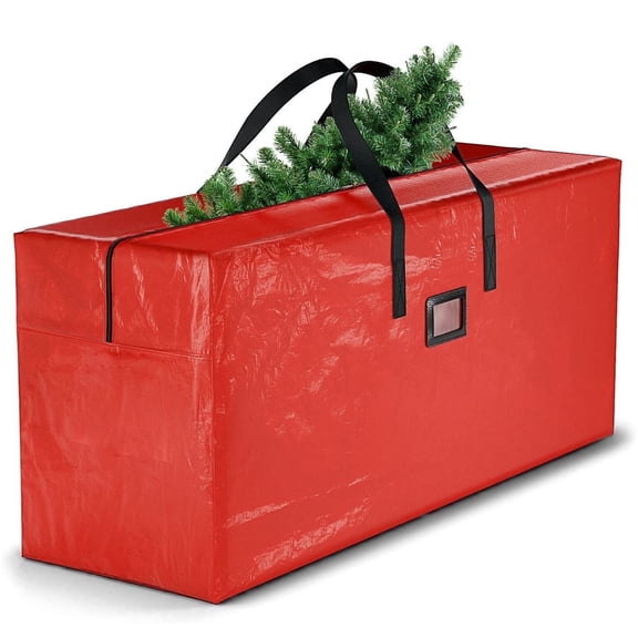 Christmas Tree Storage Bag Storage Container Fits up to 7.5 ft Disassembled Tree Zippered Bag with Carry Handles 48" x 15" x 20" Red