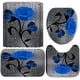 thumbnail image 2 of Juego de cortinas de ducha florales con alfombras antideslizantes, tapa de inodoro y alfombrilla de baño, cortina de ducha con gotas de lluvia de rosas con 12 ganchos, cortina de ducha de tela imperme Namotu LKX-1526, 2 of 7
