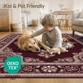 thumbnail image 4 of ODIKA 8'x10' Washable Area Rug Non-Slip Chair-Friendly Mat Deep Maroon Symmetrical Design Balanced Decorative Flat Accent for Dining Room, Large Office, Lounge, 4 of 7