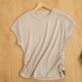 thumbnail image 2 of REDARER Girls' Silk Knit Slim Fit Round Neck Top - Elegant Waist Flutter Sleeve Blouse with Ruffle Detail Light Shirt,12-13 Years, 2 of 4