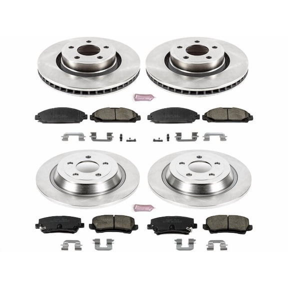 Front and Rear Brake Pad and Rotor Kit - Compatible with 2015 - 2020 Ford Mustang - Power Stop