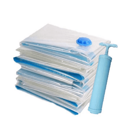 4Pcs Medium Reusable Space Saver Vacuum Seal Storage Pack Bags With Hand Pump--Works With Any Vacuum Cleaner. Compression Bags For Clothes Blankets Bedding Pillows Moving (Best Way To Pack Clothes For Moving)