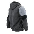 thumbnail image 3 of Men’s Two Tone Warm Soft Sherpa Lined Moto Quilted Zipper Fleece Hoodie Jacket (MSM-40-3 Heathered Black, S), 3 of 6