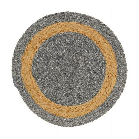 15 in. Earthy Woven Jute Braided Round Placemat, Grey - Set of 4