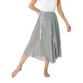 thumbnail image 3 of Kaerm Women Sheer Ballet Wrap Skirts Solid Color Flowy Skirts Lace-up Apron Dance Skirts Gray One Size, 3 of 6