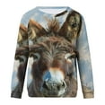 thumbnail image 4 of miqiqism Women Comfy Sweatshirt Donkey Print Crew Neck Sweatshirts Long Sleeve Cute Pullover Top Trendy Loose Fit Tunic Blouses Casual Clothes Top,Light Blue,X-Large, 4 of 4