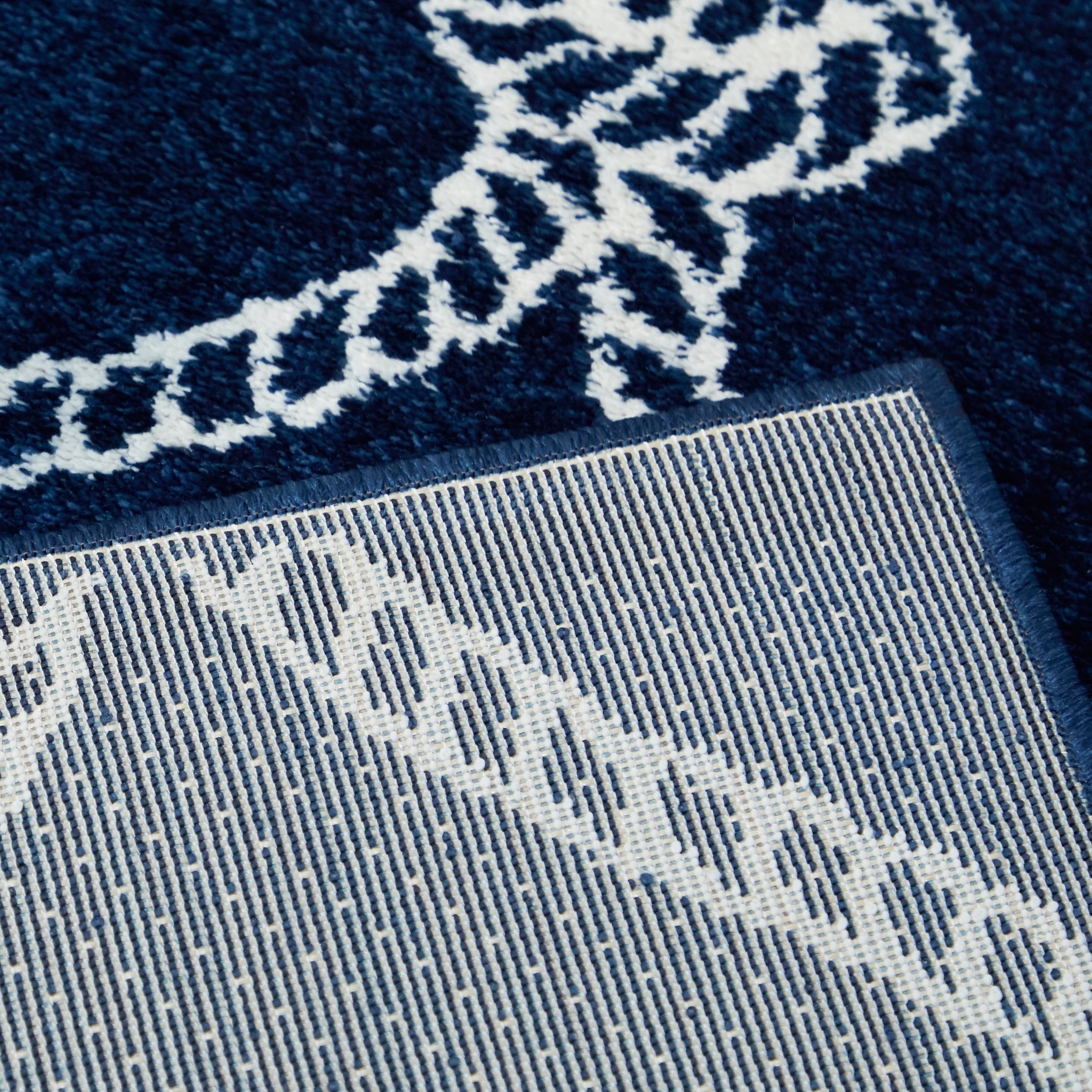 Balta Fischer Nautical Trellis Coastal Area Rug Navy 2'7" x 7' Runner 6' Runner, 8' Runner Navy
