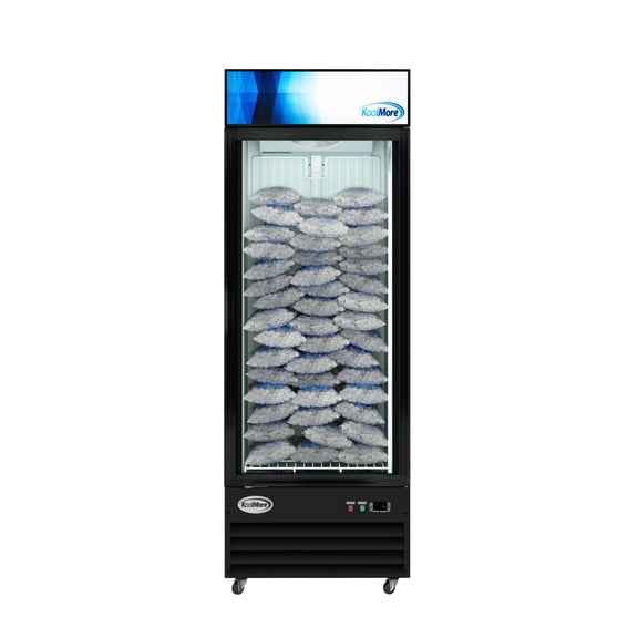 31 in. 25 cu. ft. Commercial Indoor Glass-Door Ice Merchandiser Freezer in Black (KM-IM31-1GD)