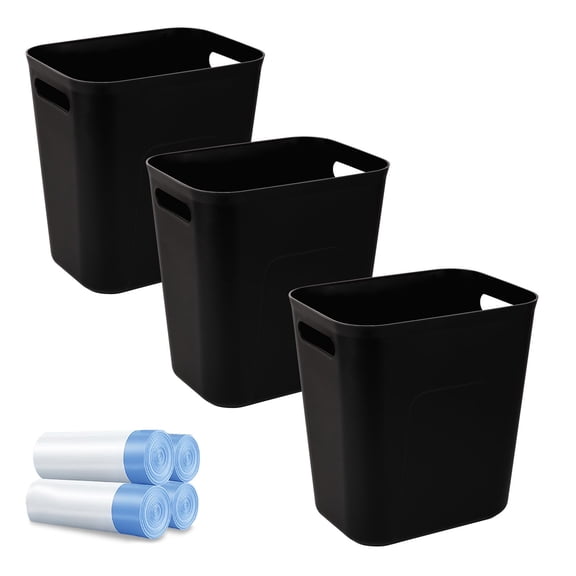Small Bathroom Trash Can with Bags Garbage Can, 3 Pack| Plastic Wastebasket Garbage Bins 4 Rolls Trash Bags for Kitchen, Laundry Room, Office,Dorm, RV, 3.5 Gallon