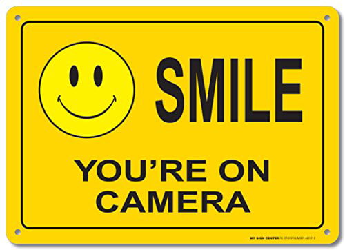 Smile you are on camera sign Durable Aluminum SecuritySign Never Rust Full Color 