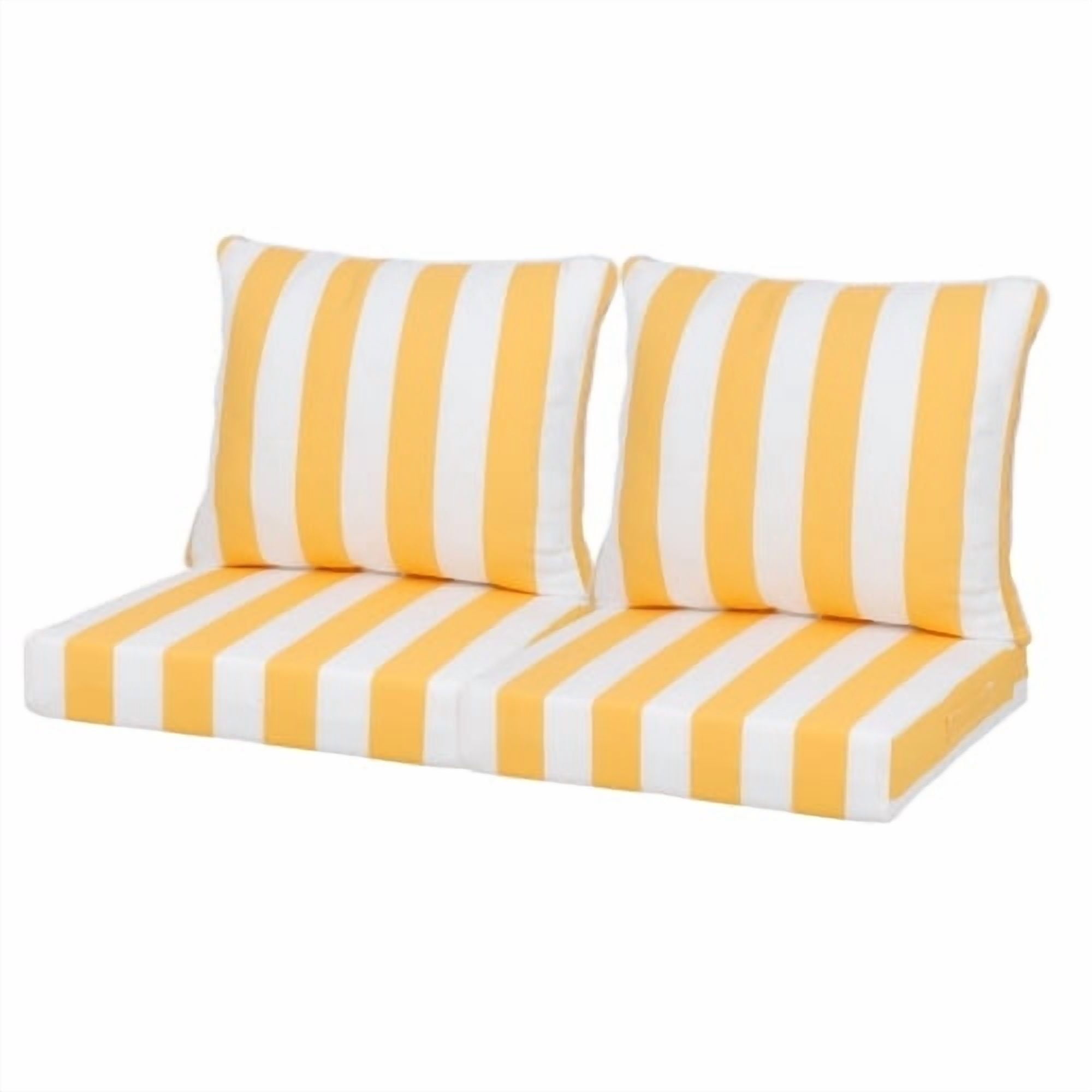 Outdoor Deep Seat Cushions Set of 2 – 24x24 Inch Waterproof Patio Cushions with Removable Covers, Fade-Resistant & Adjustable Straps for Sofa, Chair, Couch – Machine Washable Furniture Cushions