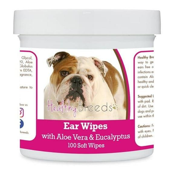 Bulldog Ear Cleaning Wipes with Aloe & Eucalyptus for Dogs - 100 Count