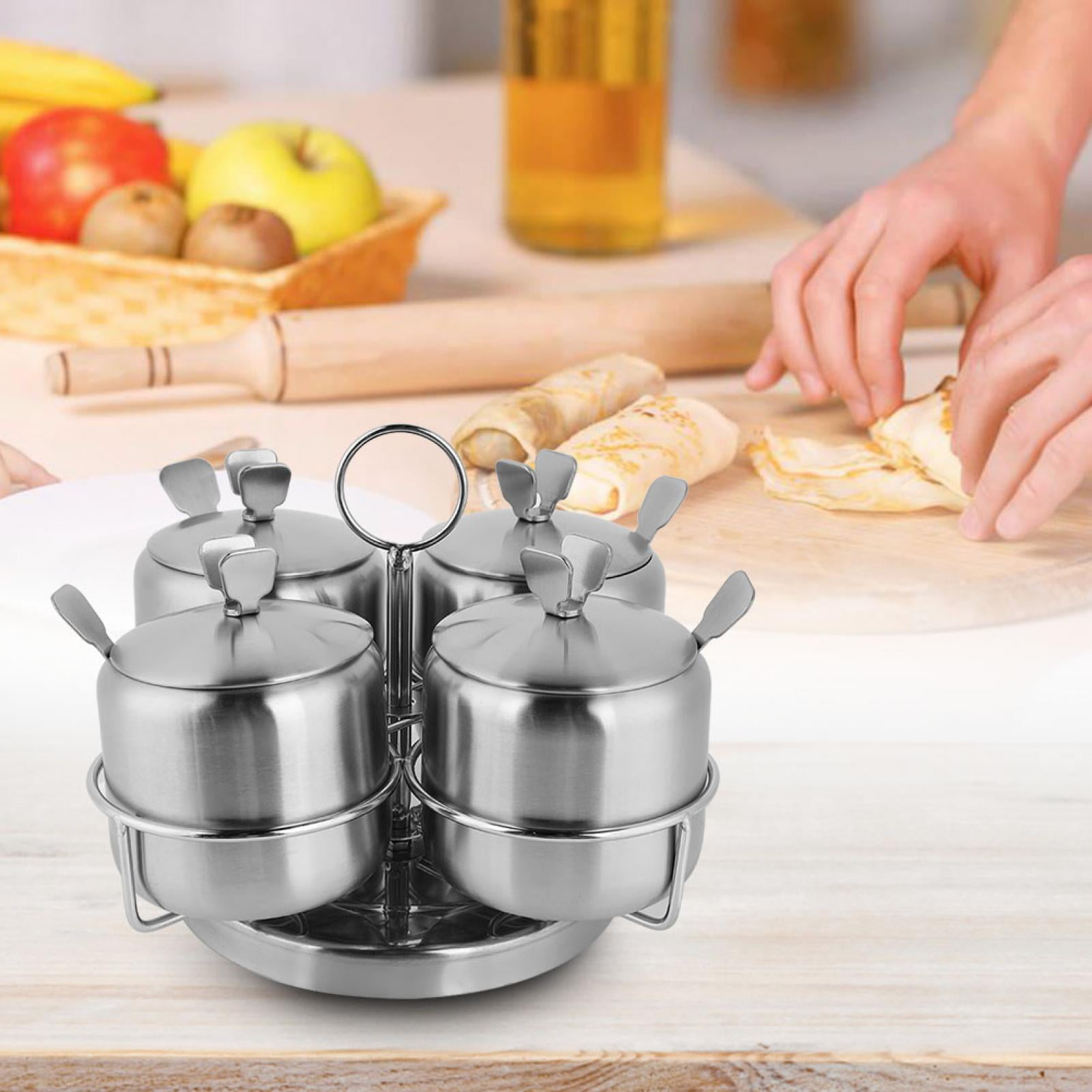 Storage Containers Jars Spoon Stainless Steel Spice Jars Salt Spices Pot Restaurant For Kitchen Walmart