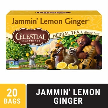 2X - Celestial Seasonings Caffeine Free Jammin' Lemon Ginger Herbal Tea 20 ct