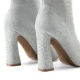 thumbnail image 4 of DREAM PAIRS Women's Elegant Crystal-Embellished Sock Boots with Chunky Heel, 4 of 8