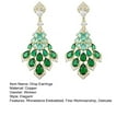 thumbnail image 7 of Hyasfey 1 Pair Drop Earrings Faux Green Feather Shape Elegant Vintage Gorgeous Gift Nonallergic Rhinestone Inlaid Dangling Earrings Fashion Jewelry, 7 of 7