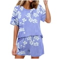 thumbnail image 1 of Conjunto de Pijama de las Mujeres de Moda Casual Color Sólido Casa Manga Corta Cuello Redondo Superior Y Pantalones, Ropa de Salón, 1 of 8