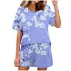 thumbnail image 1 of Conjunto de Pijama de las Mujeres de Moda Casual Color Sólido Casa Manga Corta Cuello Redondo Superior Y Pantalones, Ropa de Salón, 1 of 8