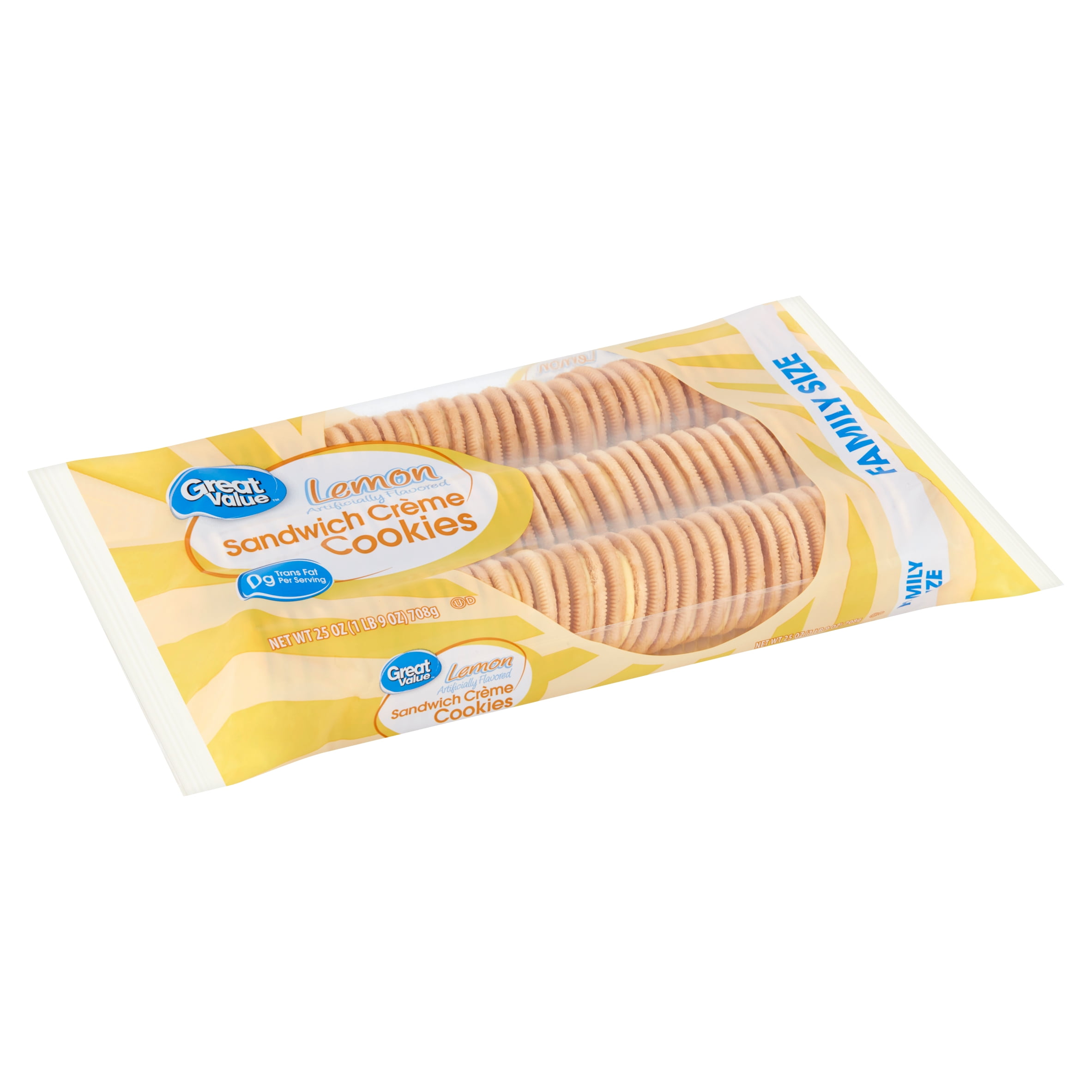 Great Value Lemon Sandwich Creame Cookies Family Size, 25 Oz